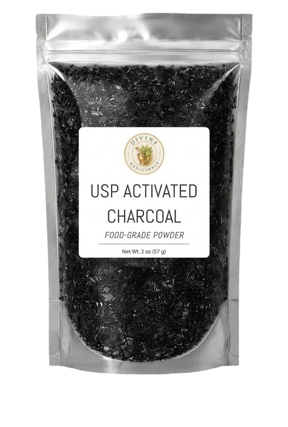 Food-grade activated charcoal powder, 2 oz stand-up pouch